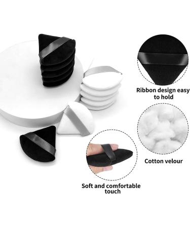 WROLY 2 Pcs Triangle Powder Puff Set - Soft & Reusable Makeup Sponges for Pressed Powder and Wet Makeup - Black + White - Buy Online on GoSupps.com