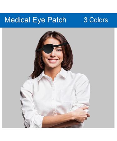 RIKEYO 4 pcs 3D Adjustable Eye Patches for Adults and Kids - Right or Left Eye, Medical Grade, Soft Lazy Eye Path - Pirate Costume - Black/Green/Skin Color - Buy Online on GoSupps.com