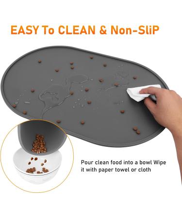 LDYOEN Dog & Cat Bowl Underlay - Waterproof Silicone Feeding Mat 48x30cm - Slip-Resistant Dark Gray - Buy Online on GoSupps.com