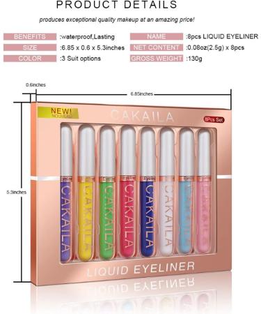 MKNZOME Matte Eyeliner Colorful 8 Colors Liquid Water Resistant Makeup Set Longlasting Eyeliner Multifunctional for Cosplay Daily Use Halloween Christmas Party Makeup 10 Pieces - Buy Online on GoSupps.com