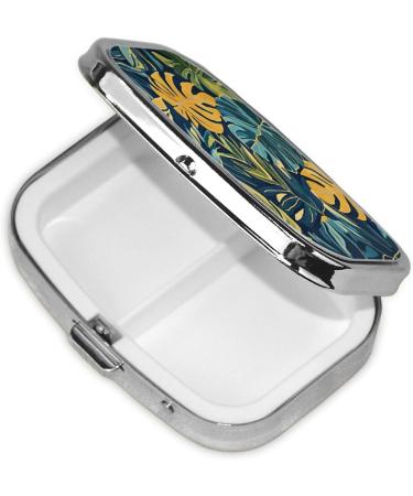 Tropical Leaves Pill Box | Portable Square Travel Case for Purse | 2.2x1.6in | Stylish & Functional - Buy Online on GoSupps.com