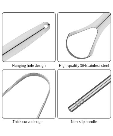 3 Pcs Stainless Steel Tongue Scraper Set - Oral Care Metal Tongue Cleaner for Fresher Breath - Adults & Kids - Buy Online on GoSupps.com