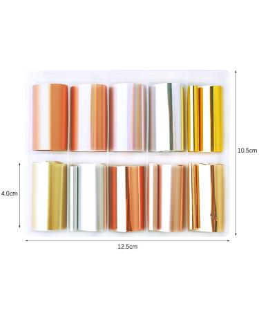 Gold Nail Foil Transfer Stickers - 10 Rolls Metallic Rose Gold Flakes for Classy Nail Designs | Nail Art Accessories - 1.57x39.4 inches - Buy Online on GoSupps.com