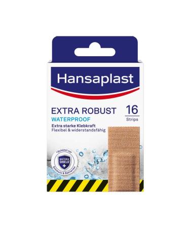 Hansaplast Extra Robust Waterproof Textile Paving (16 strips) resistant and waterproof pavement with extra strong adhesive power flexible and breathable wound plaster 16 pieces (1 -pack) 16 strips - with Bacteria Shield - Buy Online on GoSupps.com
