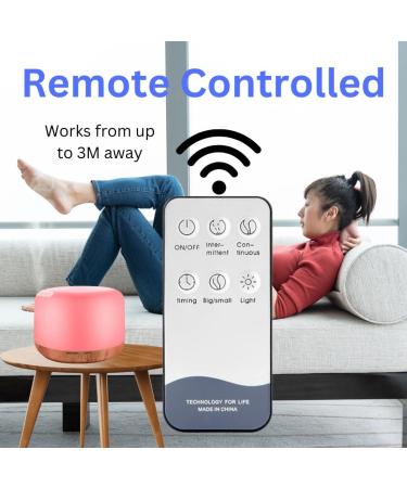 AZULON Essential Oil Diffuser 300ML Ultrasonic Aromatherapy Air Diffuser Humidifier with Remote Adjustable Mist Mode Waterless Auto Off & 7 LED Lights for Home (Wood Grain) - Buy Online on GoSupps.com