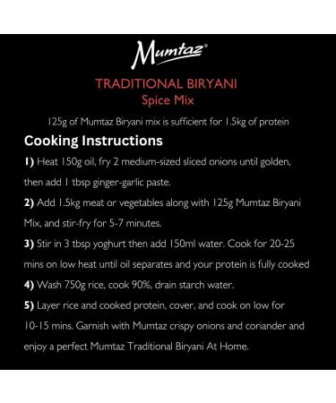 Mumtaz TRADITIONAL BIRYANI Spice Mix 125g | Reusable Resealable Tub - Buy Online on GoSupps.com