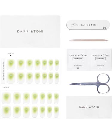 Danni & Toni Love Me Tender Green & White Gel Nail Films - 28 Self-Adhesive Heart-Shaped Nail Stickers for Glossy Manicure - Buy Online on GoSupps.com