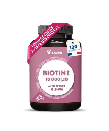 Biotine 10 000 g avec S l nium & Zinc - Acc l re la Pousse des Cheveux & des Ongles - Dosage lev - Avec Vitamine B8-180 comprim s - Fabriqu en France - Vitavea