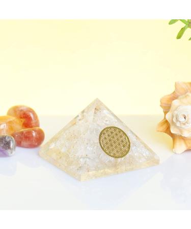 Clear Quartz Crystal Orgonite Pyramid - Energy Cleansing & Good Luck Decor 2 Handmade Natural Stone Sculpture - Buy Online on GoSupps.com