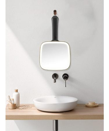 MirrorNova Square Hand Mirror with 3 Adjustable Lights, Makeup Mirror with Handle - Black, 6.2 x 11 x 0.5 inch - Buy Online on GoSupps.com