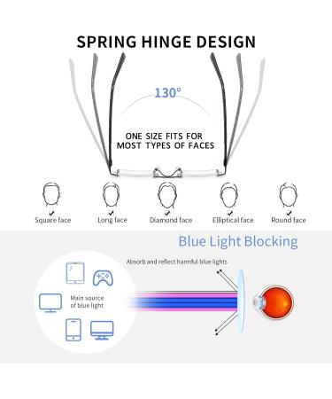 JJWELL 3-Piece Men's Reading Glasses Set | Blue Light Filter Rimless Frames | Black Gunmetal & Brown | 1.25x Focus - Buy Online on GoSupps.com