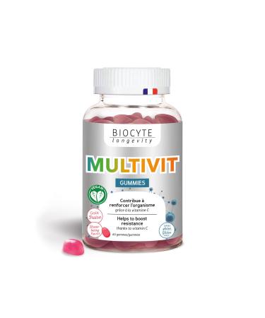 BIOCYTE Multivit Gummies - Immune System Supplement - Reduces Fatigue, Energy - 9 Vitamins A, B5, B6, B8, B9, B12, C, D, E, Iodine - 60 Gummies - 60 Day Program - Vegetarian