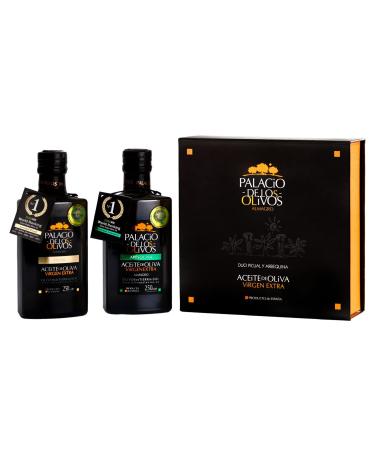 PALACIO DE LOS OLIVOS - DUO Case with Spanish Extra Virgin Olive Oil (Picual and Arbequina Varieties) - Pack 2 bottles of 250 ml