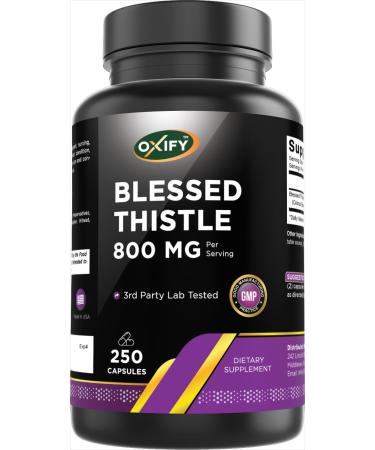 Oxify Blessed Thistle 800 mg Per Serving | 250 Capsules | Gluten-Free Non-GMO | Supplement Made in USA