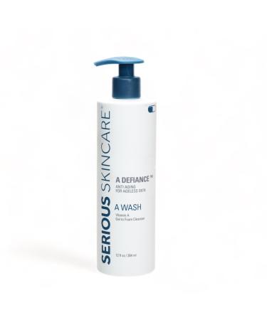 Serious Skincare - A Wash Daily Retinol Facial Cleanser - Anti-Aging Gel to Foam Face Wash - Makeup Removal - Hydrating - Skin Clarifying Botanical Papaya Fruit and Sugarcane Extracts - 12 Fl. Oz. Fresh 12 Ounce (Pack of 1)
