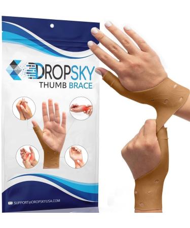 DropSky 4 Pieces Gel Wrist Thumb Support Braces Soft Waterproof, Relief Pain Carpal Tunnel, Arthritis Thumb, Fits Both Hands, Lightweight, Therapy Rubber-Latex, Stabilizer Support (Nude)