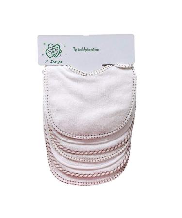 Baby's Soft Double Layers 80% Cotton Absorbent Bandana 7 Bibs Set (White)
