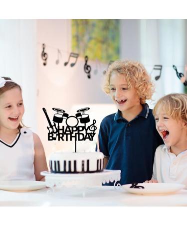 PLIGREAT Happy Birthday Cake Toppers Black Acrylic Cake Toppers Cupcake Toppers Music Cake Topper for Bands Music Players Musicians Birthday Party Cake Decorations Cake Shops Supplies - Buy Online on GoSupps.com