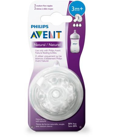 Philips AVENT Natural Baby Bottle Medium Flow Nipple 3M+ - 2 Count - Buy Online on GoSupps.com