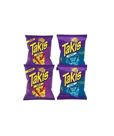 HEART FOR CARDS Lot de 4 chips Takis Fuego 2 fois et 2 fois Blue Heat - 4 x 92,4 g - Avec protection d'expédition Heartforcards