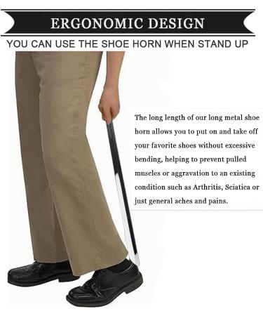 ACEBON Metal Shoe Horn Long Handle - 16 Inch Heavy Duty Shoe Horn for Seniors & Boots - Extra Long 12 Inch ShoeHorn for Kids - Buy Online on GoSupps.com