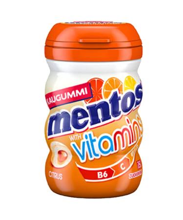 Mentos chewing gum Vitamins lemon flavour in a great curvy tin 64g