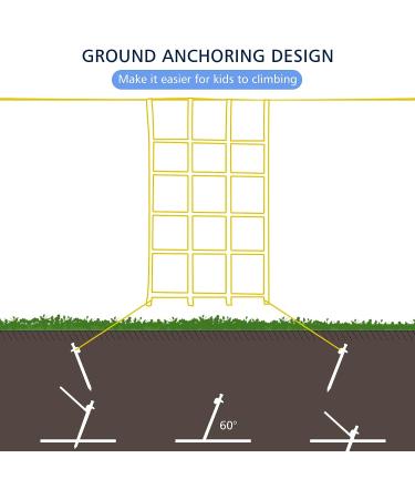 Kids Outdoor Climbing Net - Ninja Warrior Obstacle Course - Polyester Rope for Slackline - Playground Jungle Gym - 4x5 Grid (Yellow) - Buy Online on GoSupps.com