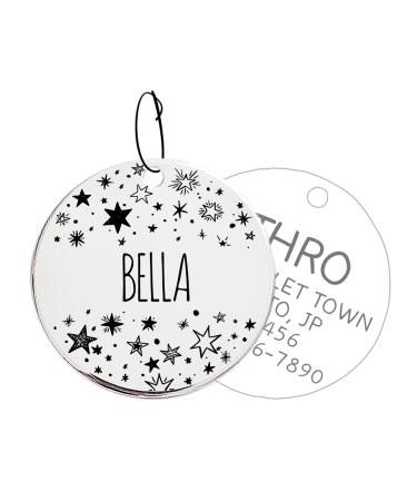 Starry Night Style Personalized Deep-Engraved Dog Cat Tag in 316 Surgical Stainless Steel with Safe Edge Polishing and Double-Sided Design - Express Your Cat's Unique Charm Starry Sky