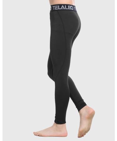 Boys Thermal Compression Leggings Pants - Youth Base Layer Tights for Cold Weather - Black Fleece Inner (1 or 2 Pack, Small) - Buy Online on GoSupps.com