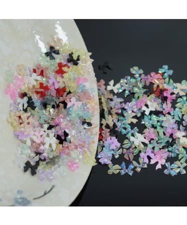 300stk Aurora Butterfly Pearls & Nail Charms - 3D Colored Bow Knot for Acrylic Nails | Glitter Rhinestone Valentine Nail Art Accessories - Buy Online on GoSupps.com