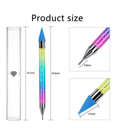 2PCS ANGNYA Dual-ended Wax Nail Rhinestone Picker Dotting Pen - Gradient Handle with Crystal Beads for DIY Manicure Nail Art - Buy Online on GoSupps.com