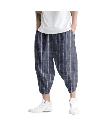 Vintage pants men summer short pants men thin casual pants simple fashion loose big size harem pants beach sports pants men white m