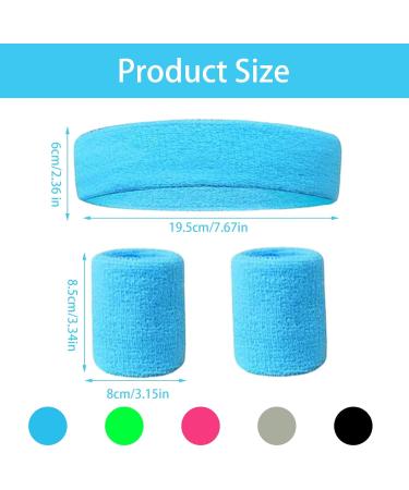 Pinsheng 15-Piece 80s Neon Sweat Band Set | Elastic Wristwear & Bracelets for Women - Perfect for Basketball Tennis & Gym | Fun Carnival Accessories - Buy Online on GoSupps.com