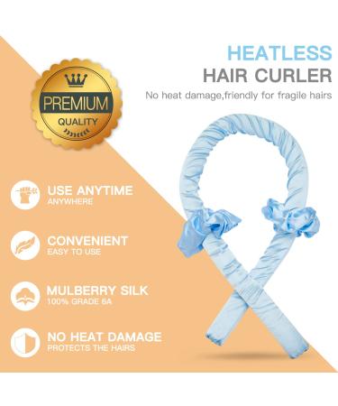 No Heat Curlers Headband for Medium and Long Hair - Heatless Curling Rod for Overnight Styling - Includes Hair Clip and Ties - Blue - Buy Online on GoSupps.com