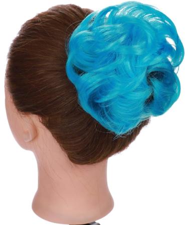 Thick Hair Donut Scrunchie Updo Hair Bun in Blue - Wavy Curly Messy Hairpiece Chignons Ponytail Extension - Buy Online on GoSupps.com