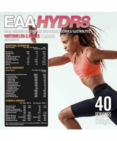 Vow EAA Hydr8 - Intra Workout Drink with Essential Amino Acids, Electrolytes, BCAAs, Cyclic Dextrin - Watermelon and Mango Flavor - Informed Sports Certified - Buy Online on GoSupps.com