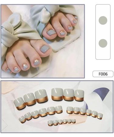 luchike 24pcs False Toenails French Artificial Toe Nails Glossy Press On Toenails DIY Manicure Decoration for Ladies Girls F006 Style F - Buy Online on GoSupps.com