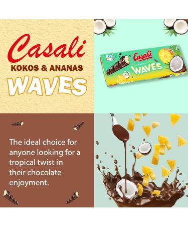  SORINA Casali Waves Coco-Pineapple Chocolate bars with coconut and pineapple foam filling Fairtrade cocoa 2 x 250g carton packaging - Buy Online on GoSupps.com