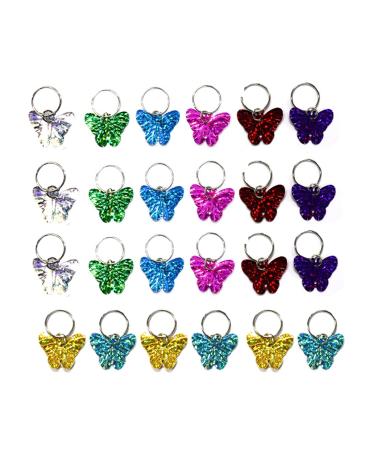 NAISKA Butterfly Braid Clips Colorful Charms Hair Jewelry for Women Braids Dreadlock Accessories for Women and Girls (24PCS)