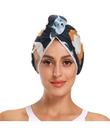 Kind of Cute Dogs Hair Towel 2 Pack Super Absorbent Hair Drying Towel Quick Dry Hair Turbans Head Towel with Button Twisty Wrap for Women Girls