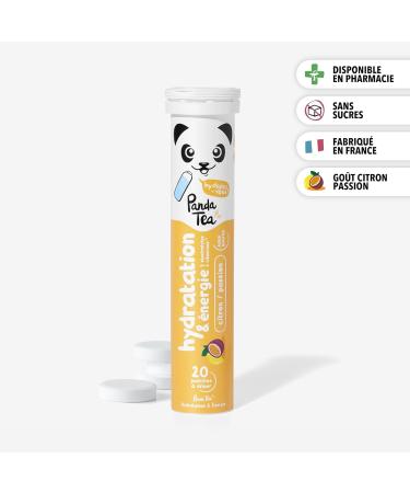Panda Tea - Hydration & Energy - Lemon and Passion - 20 Sugar Free Lozenges - Electrolyte Ultra Hydration - Ideal for Sport and Everyday Use - Buy Online on GoSupps.com