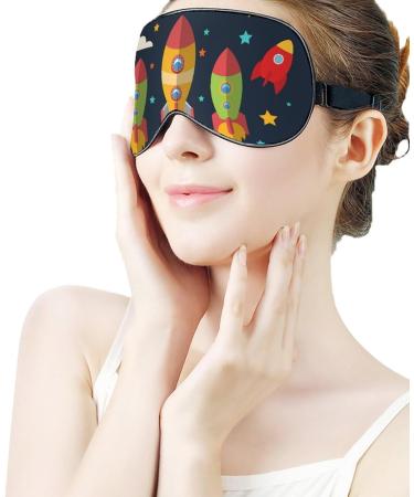 LynaRei Large Outer Space Sleep Mask - Rockets, Telescope, Planets Blindfold for Full Night's Sleep - Elastic Blackout Eye Mask for Travel and Nap - Style-5 - Buy Online on GoSupps.com