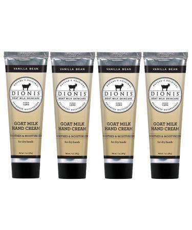 Dionis - Goat Milk Skincare Vanilla Bean Scented Hand Cream (1 oz) - Set of 4 - Made in the USA - Cruelty-free and Paraben-free - Buy Online on GoSupps.com