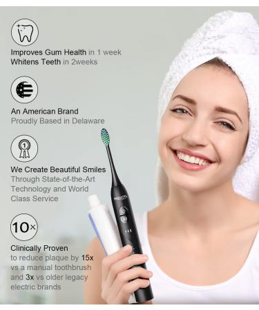 Wireless Rechargeable Sonic Electric Toothbrush for Adults | 8 Brush Heads, Travel Case | 5 Modes, 3 Intensity Levels, Smart Timer | Whitening, Plaque Removal | 60 Days Battery Life - Buy Online on GoSupps.com