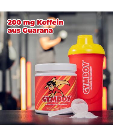 Buy GYMBOY GYMBUNDLE | Ultimate Pre Workout Power Peach Edition 392g + Pro Shaker Red | Boost Your Workout Energy - Buy Online on GoSupps.com