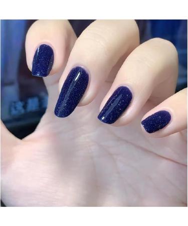 Glitter Nail Polish Dark Blue Nail Varnish Diamond Glitter Quick Dry Nail Polish No UV Lamp Curing Long Lasting Chip Resistant Non-Toxic Quick Drying Salon Manicure Home Manicure(17#Dark Blue) 17-Dark Blue - Buy Online on GoSupps.com