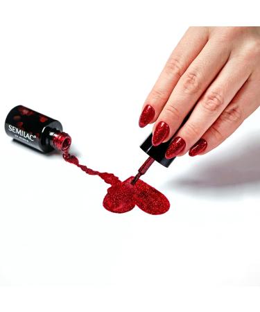 Semilac UV Nail Polish Hybrid 318 Burgundy Red Glitter - 7ml | Long-Lasting & International Shipping - Buy Online on GoSupps.com