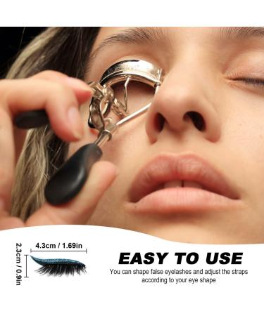 Zeabsr Blue Glitter False Eyelashes & Eyeliner Stickers - 3D Reusable Long Thick Eye Makeup - Buy Online on GoSupps.com