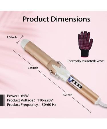 ShenFire 1.5 inch Curling Iron - Long Barrel Dual Voltage Wand with Ceramic Tourmaline Coating for All Hair Types - Fast Heat Up, Glove Included, White - Buy Online on GoSupps.com