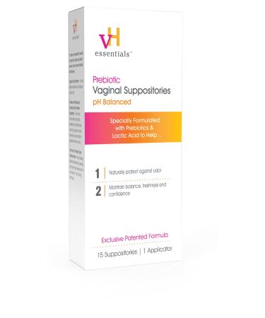 vH essentials Prebiotic PH Balanced Vaginal SuppositoriesBox Original Version 15 Count 15 Count (Pack of 1)